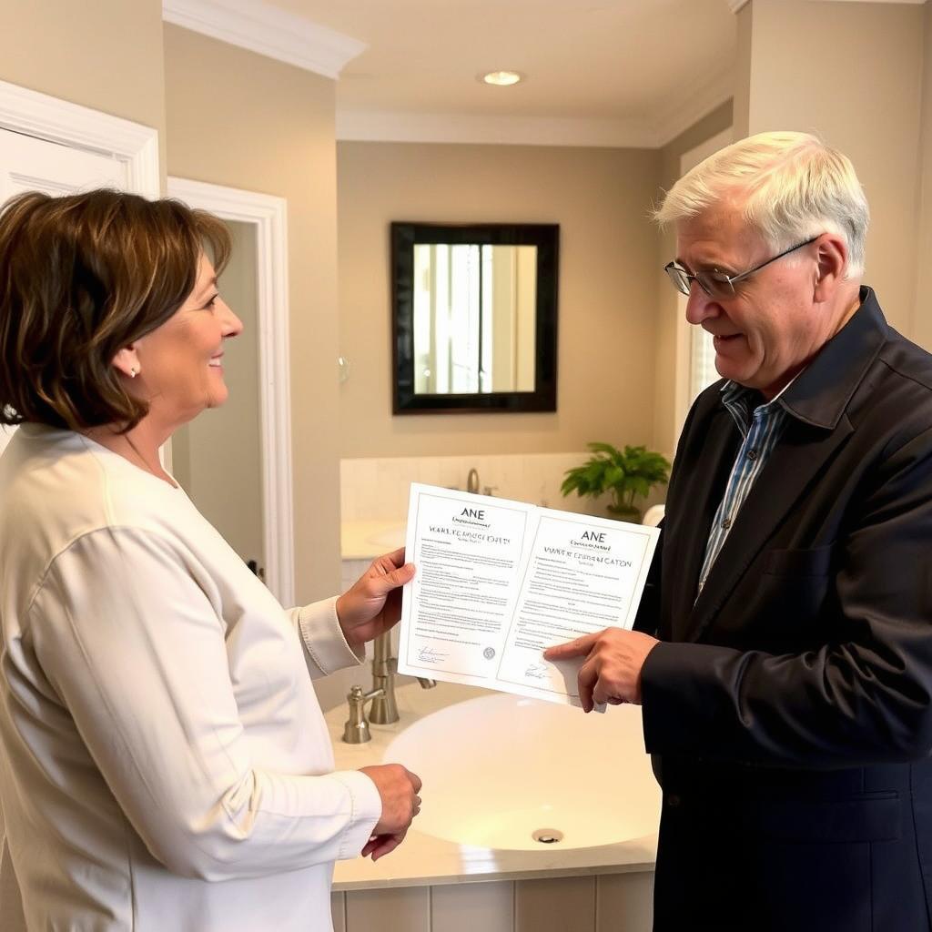 ANE Constructions providing warranty for completed Sydney bathroom remodel ANE Constructions providing warranty for completed Sydney bathroom remodel