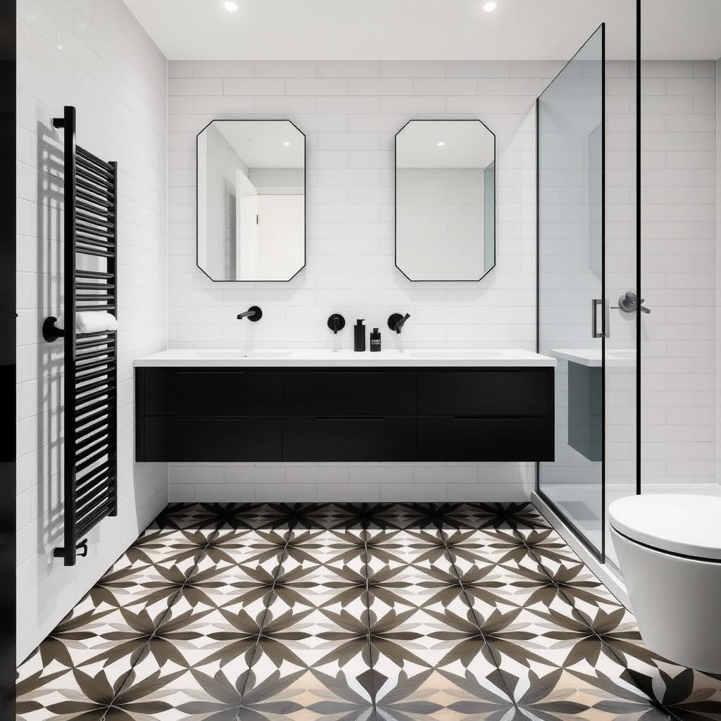 Bold statement tiles in contemporary Sydney bathroom design Bold statement tiles in contemporary Sydney bathroom design