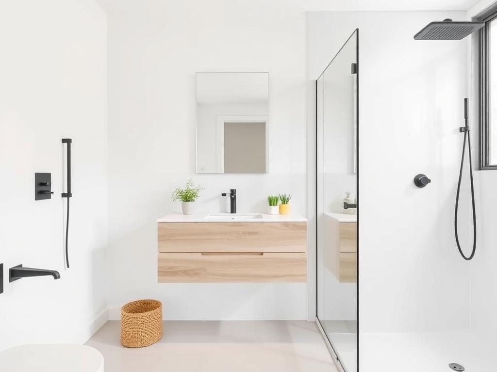 Minimalist bathroom design trend in Sydney featuring clean lines and neutral colors Minimalist bathroom design trend in Sydney featuring clean lines and neutral colors